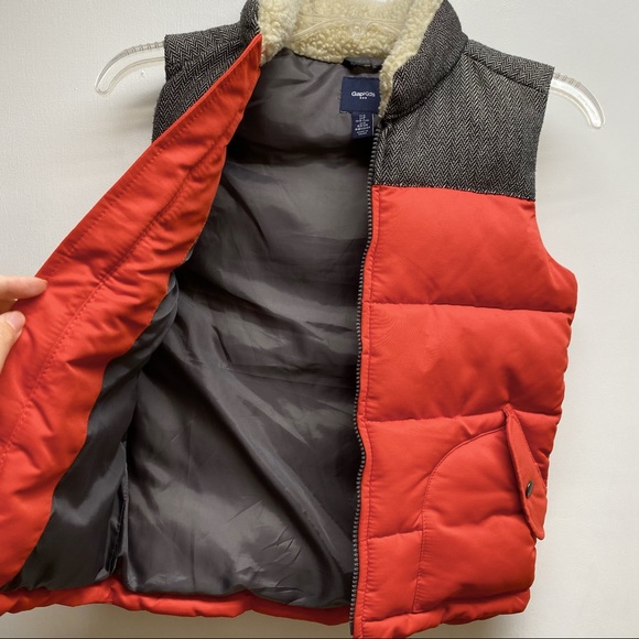 Gap Kids Puffer Vest Snap Pockets Herringbone Accents Size S - Picture 6 of 8